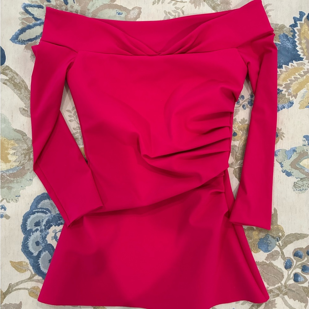 Chiara Boni La Petite Robe Off‑Shoulder Three‑Quarter Sleeve Top